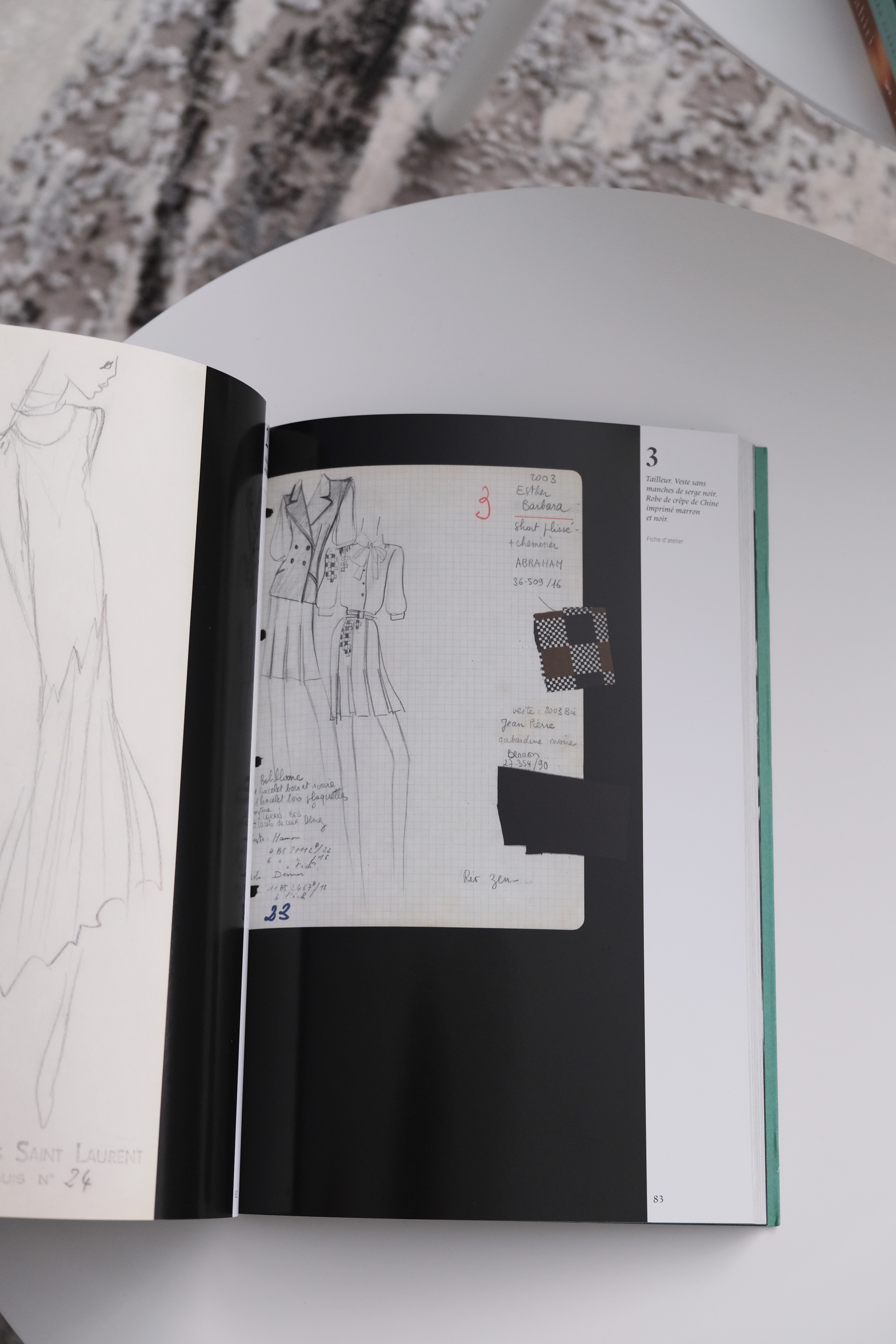 Sketches in a book about Saint Laurent